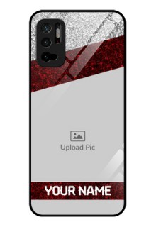 Poco M3 Pro 5G Personalized Glass Phone Case - Image Holder with Glitter Strip Design