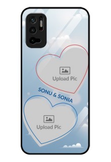Poco M3 Pro 5G Custom Glass Mobile Case - Blue Color Couple Design 