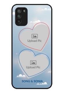 Poco M3 Custom Glass Mobile Case  - Blue Color Couple Design 