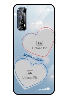 Realme 7 Custom Glass Mobile Case  - Blue Color Couple Design 