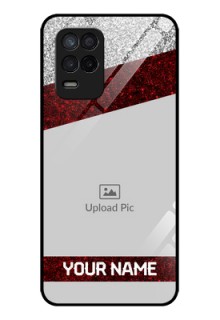 Realme 8 5G Personalized Glass Phone Case - Image Holder with Glitter Strip Design