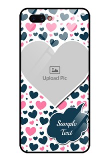 Realme C1 2019 Custom Glass Phone Case  - Pink & Blue Heart Design