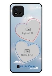 Realme C20 Custom Glass Mobile Case - Blue Color Couple Design 