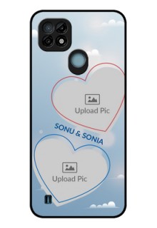 Realme C21Y Custom Glass Mobile Case - Blue Color Couple Design 