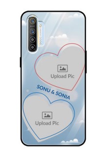 Realme X2 Custom Glass Mobile Case  - Blue Color Couple Design 