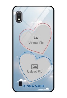 Galaxy A10 Custom Glass Mobile Case - Blue Color Couple Design 