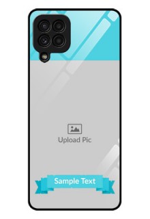 Galaxy A22 4G Personalized Glass Phone Case  - Simple Blue Color Design