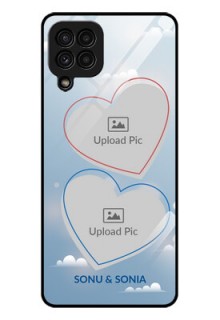Galaxy A22 4G Custom Glass Mobile Case  - Blue Color Couple Design 