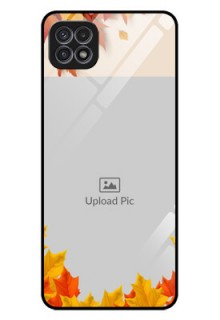 Galaxy A22 5G Photo Printing on Glass Case - Autumn Maple Leaves Design