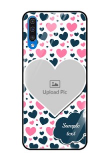 Galaxy A30s Custom Glass Phone Case  - Pink & Blue Heart Design