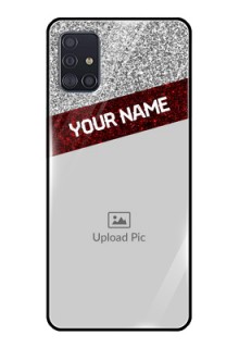 Galaxy A51 Personalized Glass Phone Case  - Image Holder with Glitter Strip Design