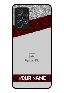 Galaxy A52s 5G Personalized Glass Phone Case - Image Holder with Glitter Strip Design