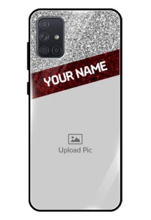 Galaxy A71 Personalized Glass Phone Case  - Image Holder with Glitter Strip Design