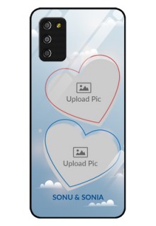 Galaxy F02s Custom Glass Mobile Case  - Blue Color Couple Design 