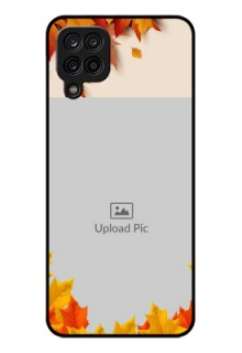 Galaxy F12 Photo Printing on Glass Case - Autumn Maple Leaves Design