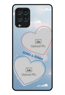 Galaxy F62 Custom Glass Mobile Case - Blue Color Couple Design 
