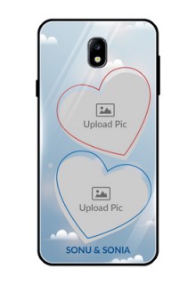 Galaxy J7 Pro Custom Glass Mobile Case  - Blue Color Couple Design 
