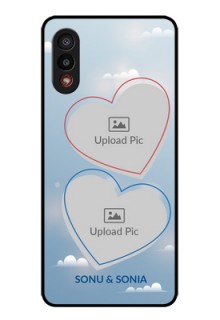 Galaxy M02 Custom Glass Mobile Case - Blue Color Couple Design 