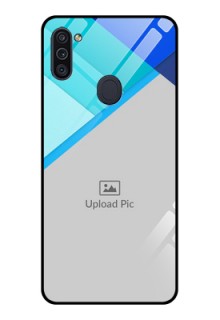 Galaxy M11 Custom Glass Phone Case - Blue Pattern Design