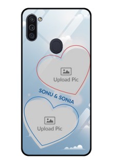 Galaxy M11 Custom Glass Mobile Case - Blue Color Couple Design 