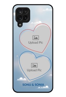Galaxy M12 Custom Glass Mobile Case - Blue Color Couple Design 