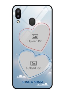 Galaxy M20 Custom Glass Mobile Case - Blue Color Couple Design 