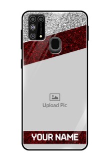 Galaxy M31 Personalized Glass Phone Case  - Image Holder with Glitter Strip Design