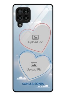 Galaxy M32 4G Custom Glass Mobile Case  - Blue Color Couple Design 