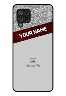 Galaxy M42 5G Personalized Glass Phone Case - Image Holder with Glitter Strip Design