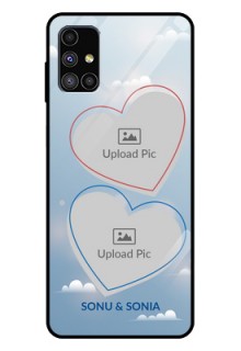 Galaxy M51 Custom Glass Mobile Case  - Blue Color Couple Design 
