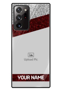 Galaxy Note 20 Ultra Personalized Glass Phone Case  - Image Holder with Glitter Strip Design