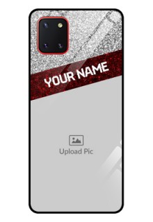 Galaxy Note10 Lite Personalized Glass Phone Case - Image Holder with Glitter Strip Design