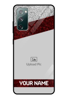 Galaxy S20 Fe Personalized Glass Phone Case  - Image Holder with Glitter Strip Design
