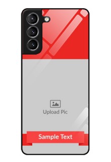 Galaxy S21 Custom Glass Phone Case  - Simple Red Color Design