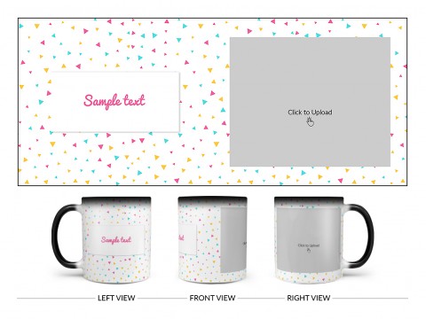 Colourful Triangles Pattern Background Design On Magic Black Mug