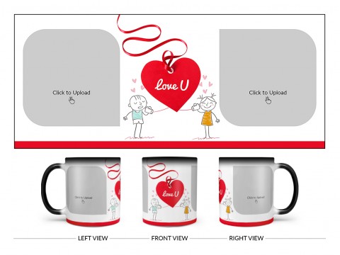 Love You Tag Design On Magic Black Mug