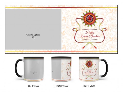 Happy Rakshabandan Design On Magic Black Mug