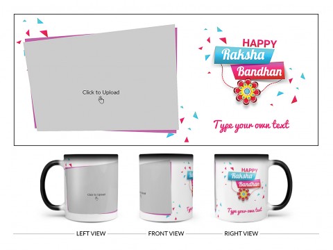 Happy Rakshabandan Design On Magic Black Mug
