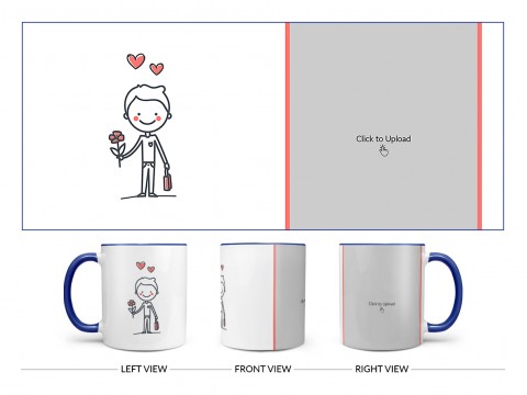 Boy Holding Roses Design On Dual Tone Blue Mug