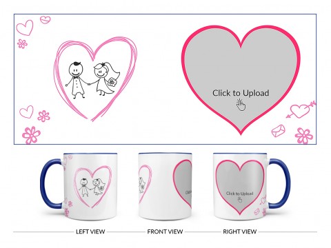 Couple In Wedding Celebrations Design On Dual Tone Blue Mug