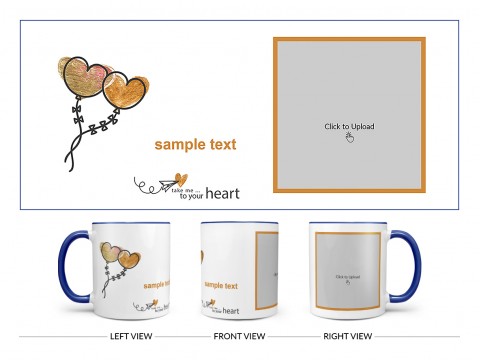 Take Me To Your Heart Quote Design On Dual Tone Blue Mug