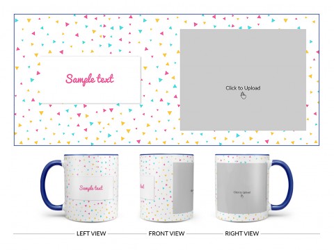 Colourful Triangles Pattern Background Design On Dual Tone Blue Mug