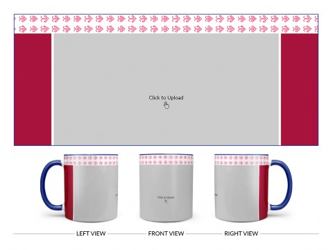Floral Pattern Top border Design On Dual Tone Blue Mug