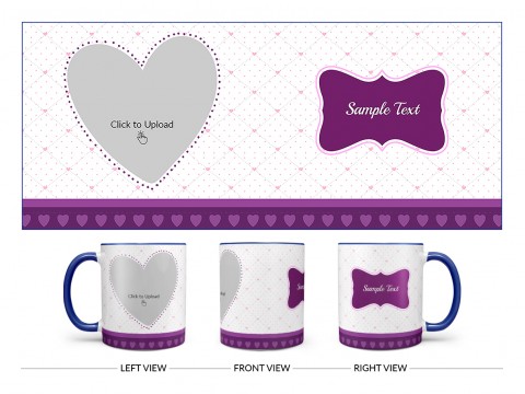 Love Symbol Pic Upload With Dotted border Design On Dual Tone Blue Mug