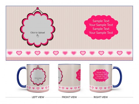 Vintage Background With Flower Shape Pic Upload Design On Dual Tone Blue Mug