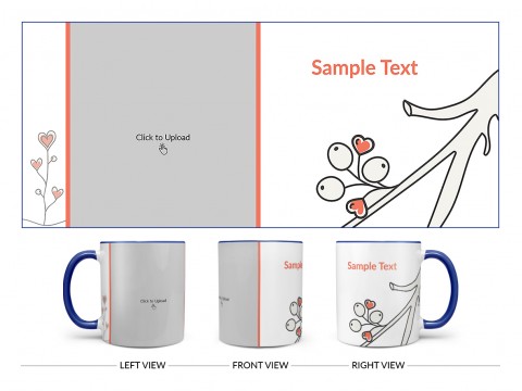 Lover Symbols Tree Branch Design On Dual Tone Blue Mug