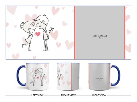 Lovers Enjoying In Love Rain Design On Dual Tone Blue Mug