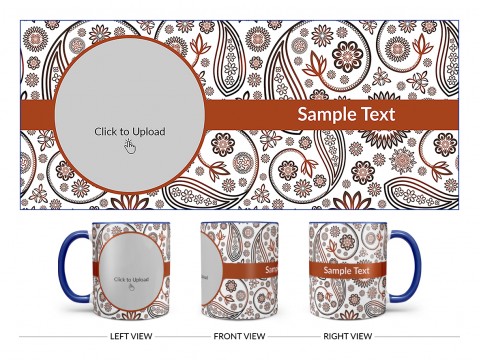 Floral Design Background Design On Dual Tone Blue Mug