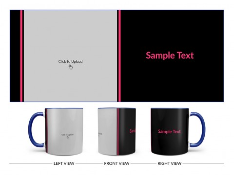 Black Background With Square Pic Upload Design On Dual Tone Blue Mug
