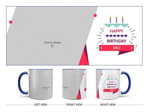 Brother's Birthday With White Background Design On Dual Tone Blue Mug